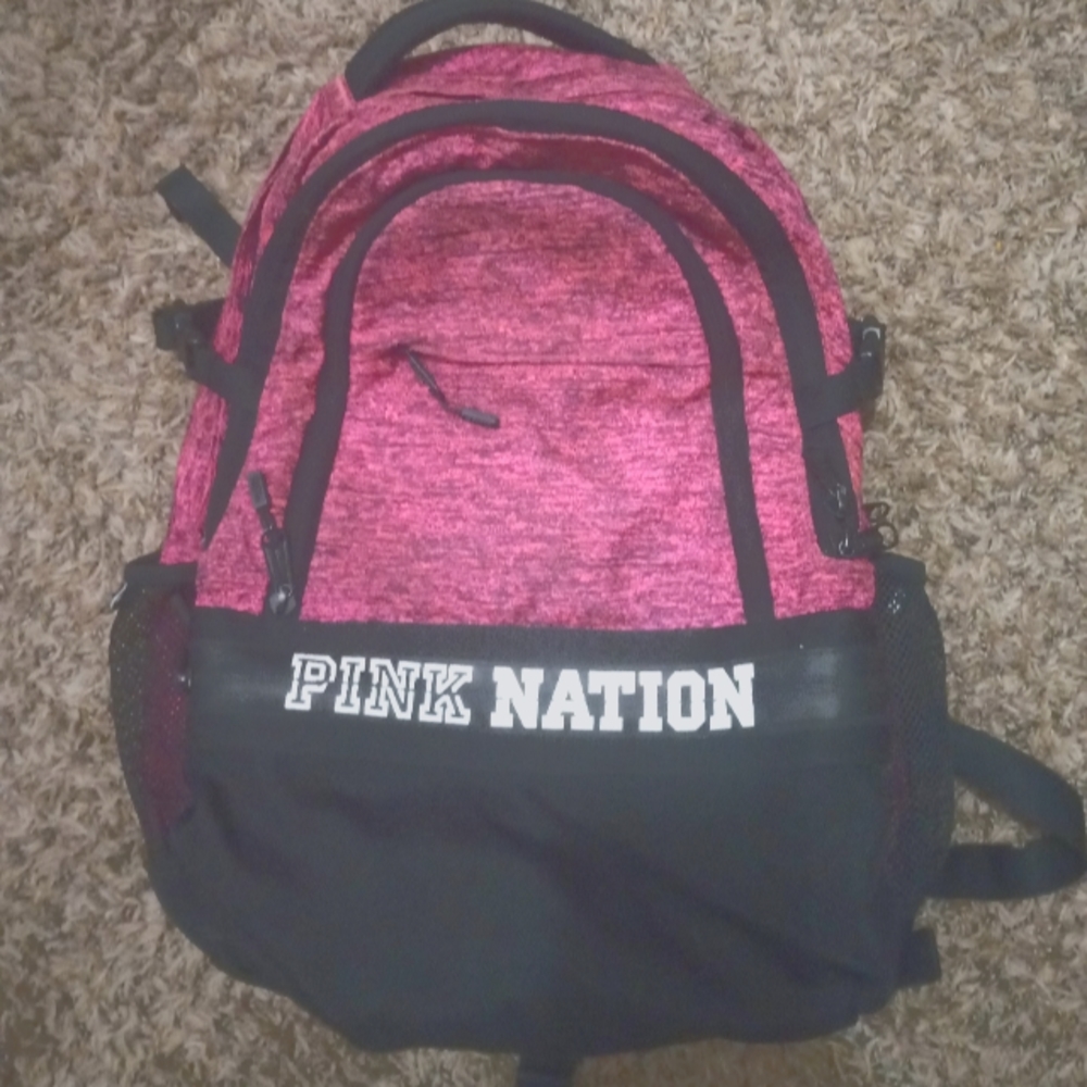 Victoria Secret PINK Ultimate Pink Nation Backpack in Pink/Black Gently Used